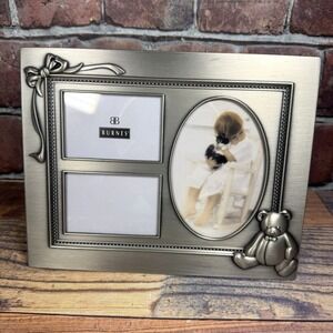 Burnes Of Boston Bear & Bow Pewter Photo Frame Early Years 1997 Multi Nursery